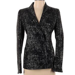 Akris Womens Black Gold Silver Blazer Jacket Size